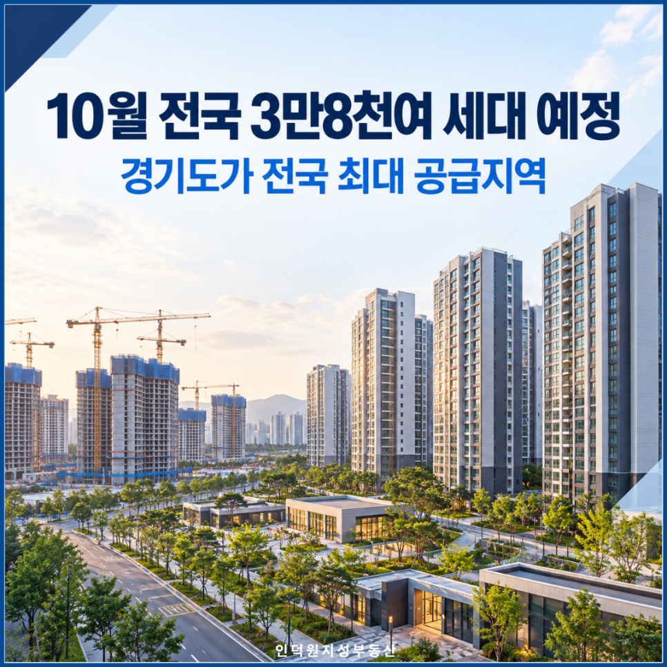 10월 전국 3만8천여 세대 분양 예정 — 경기도가 최대 공급지역